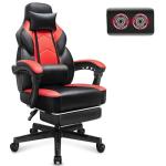 Gaming Chair with Footrest, Video Game Chair for Adults, Big and Tall Computer Chair with Massage Lumbar Support 330lb Weight Capacity, Ergonomic Adjustable Height and 360° Swivel Seat (Red)