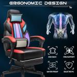 Gaming Chair with Footrest, Video Game Chair for Adults, Big and Tall Computer Chair with Massage Lumbar Support 330lb Weight Capacity, Ergonomic Adjustable Height and 360° Swivel Seat (Red)