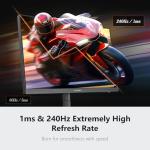 INNOCN 24.5 Inch Gaming Monitor 1440P 240Hz QHD 2K PC Desktop Gaming Screen Fast IPS HDMI 2.1 Display, DisplayPort, Built-in Speaker, 25G2S