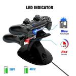 VSEER Dual Shock PS4 Charging Station - Twin Charge Docking Station Stand PS4 Charger for Pro/Slim Controllers, Black