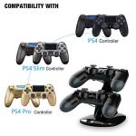 VSEER Dual Shock PS4 Charging Station - Twin Charge Docking Station Stand PS4 Charger for Pro/Slim Controllers, Black