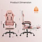 Sweetcrispy Video Gaming Chair - Ergonomic Desk Chair with Footrest and Lumbar Support, Height Adjustable High Back Task Chair with Linkage Armrests and Headrest, 360° Wheels, Pink