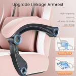 Sweetcrispy Video Gaming Chair - Ergonomic Desk Chair with Footrest and Lumbar Support, Height Adjustable High Back Task Chair with Linkage Armrests and Headrest, 360° Wheels, Pink