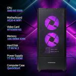 ZYNEEX Prebuilt Gaming Desktop PC, AMD Ryzen 5 5500, GeForce RTX 3050 6GB, 16GB DDR4 3200MHz RAM, 1TB NVMe SSD, ARGB Air Cooling, Wi-Fi,Tower Computer for Gaming, Streaming, Editing