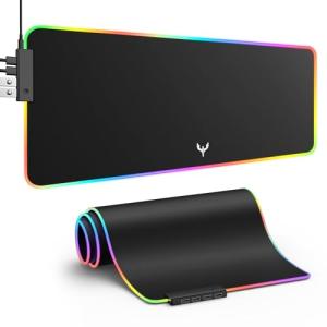BladeHawks RGB Gaming Mouse Pad with 4Port USB Hub, 14 Lighting Modes, Oversize Anti-Slip Rubber Base, Waterproof Coating Mouse Mat for Desk Laptop Computer, PC Games, Office
