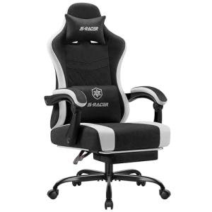 Homall Gaming Chair with Massage & Footrest, Ergonomic Computer Office Chair, High-Back Racing Style Reclining Chair with Adjustable Lumbar Support, Breathable Tech Fabric for Adults (Black)