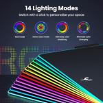 BladeHawks RGB Gaming Mouse Pad with 4Port USB Hub, 14 Lighting Modes, Oversize Anti-Slip Rubber Base, Waterproof Coating Mouse Mat for Desk Laptop Computer, PC Games, Office