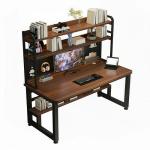 HEOTJUUQ Computer Desk with Power Outlet & LED Lights, 40 Inch Gaming Desk with Hutch & Pegboard, Home Office Desk with Storage Shelves for Bedroom, Study(Brown,40inch)