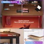 HEOTJUUQ Computer Desk with Power Outlet & LED Lights, 40 Inch Gaming Desk with Hutch & Pegboard, Home Office Desk with Storage Shelves for Bedroom, Study(Brown,40inch)