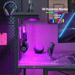 Bestier Gaming Desk with LED Lights, 51.3 Inch Computer Desk with 4 Tiers Reversible Shelves, Gamer Desk with Side Storage Bag, Hooks and Height Adjustable Shelf (Black Marble)