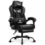 N-GEN GAMING Video Gaming Chair Big and Tall Office Computer Desk Chairs with Ergonomic Lumbar Support High Back Recliner and Footrest for Adults (Black)