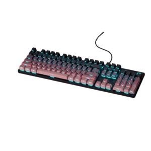 HP Wired Mechanical Gaming Keyboard GK400F, 104 Keys Full Size USB Keyboard, Brown Switches, Ice Blue LED Backlit, Anti-Ghosting, Black & Pink Keycaps, HP Keyboard for PC Gamer