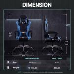 Dowinx Gaming Chair Ergonomic, Massage Lumbar Support, Footrest, Adjustable Height & Headrest Pillow, Heavy Duty 330lbs Office Chair, Comfortable for Back Pain Relief Long Gaming Streaming Blue