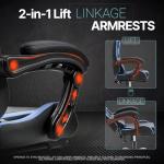 Dowinx Gaming Chair Ergonomic, Massage Lumbar Support, Footrest, Adjustable Height & Headrest Pillow, Heavy Duty 330lbs Office Chair, Comfortable for Back Pain Relief Long Gaming Streaming Blue