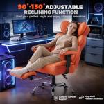 GTPLAYER Big and Tall Gaming Chair Ergonomic Heavy Duty Office Chair Racing Seat with Adjustable Lumbar Pillow Footrest 150° Reclining Thickened Armrests Breathable Mesh for Esports/PC Gaming