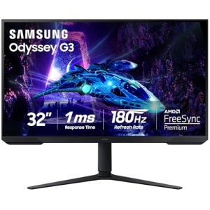 Samsung 32-Inch Odyssey G3 (G30D) Series FHD Gaming Monitor, 1ms, 180Hz, AMD FreeSync, Adjustable Stand, Black Equalizer, Virtual Aim Point, Eye Saver Mode, Flicker-Free, LS32DG302ENXZA