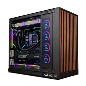 KOTIN G60B Gaming PC, AMD Ryzen 7 9700X (5.5GHz Turbo Boost), GeForce RTX 5070 12GB, 1TB Gen4 SSD, 32GB DDR5 RAM 6000MHz, 850W Gold PSU, 11.3”Display, 360mm Digital Liquid Cooler, WiFi7, Win11 Home