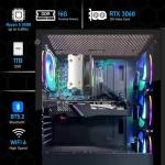 STGAubron Gaming PC Desktop Computer, AMD Ryzen 5 5500 up to 4.2G, GeForce RTX 3060 12G, 16G DDR4, 1T SSD, WiFi 6, BT 5.2, RGB Fan x4, Windows 11 Home