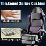 Ergonomic Gaming Chair, Video Game Chair with Pocket Spring Cushion and Footrest, Height Adjustable Computer Chair with Swivel Seat and Headrest (Purple)