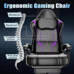 Ergonomic Gaming Chair, Video Game Chair with Pocket Spring Cushion and Footrest, Height Adjustable Computer Chair with Swivel Seat and Headrest (Purple)