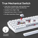 TMKB 60% Mechanical Gaming Keyboard, Red Linear Switch, LED Backlight, Anti-Ghosting, Detachable USB-C, Double-Shot Keycaps, 61 Keys, Wired, White