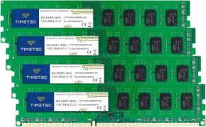 Timetec 32GB KIT(4x8GB) DDR3 1600MHz (DDR3-1600) PC3-12800 (PC3-12800U) Non-ECC Unbuffered 1.5V CL11 2Rx8 Dual Rank 240 Pin UDIMM Desktop PC Computer Memory RAM(SDRAM) Module Upgrade