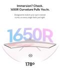 Pixio PXC279 Wave Pink 27 inch 300Hz Refresh Rate FHD 1080p Resolution 1650R Curved Fast VA Panel 1ms GTG Response Time Adaptive Sync HDR Curved Gaming Monitor