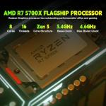 AEXPXO Gaming Desktop PC AMD Ryzen 7 5700X RTX 5060 8GB GDDR7 DLSS4, 16GB DDR4 RAM 3200MHz, 1TB NVMe SSD, ARGB Cooling Fans, WiFi Ready Prebuilt Computer Tower