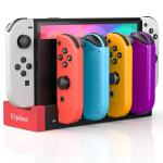 Klipdasse Switch Charger Dock for Nintendo Switch/OLED, Charging Dock for Joy-Con Controller, with LED Indicator, Charge up to 4 Joypad Controller - Black