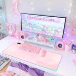 RGB Large Gaming Mouse Pad, Extended Mouse Pad with 12 Lighting Effects, Water Proof Mutispandex Surface, Non-Slip Rubber Base, 80x30 cm / 31.5×11.8 in (Pink Nebula)