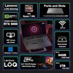 Lenovo LOQ Gaming AI Laptop 15.6" FHD IPS 144Hz (100% sRGB G-SYNC) AMD Octa-core Ryzen 7 250 32GB RAM 1TB SSD GeForce RTX 5060 DLSS4 (572 AI Tops) Backlit Nahimic 5MP Privacy Camera Win11 ICP Hub