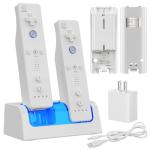 Remote Controller Charger for Wii/Wii U with 2 Pack 2800mAh Rechargeable Battery Pack, 2 Port Charging Station for Wii Controller, Remotes are not Included