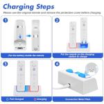 Remote Controller Charger for Wii/Wii U with 2 Pack 2800mAh Rechargeable Battery Pack, 2 Port Charging Station for Wii Controller, Remotes are not Included