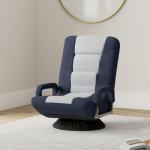 Best Choice Products Swivel Gaming Chair 360 Degree Multipurpose Floor Chair Rocker for TV, Reading, Playing Video Games w/Lumbar Support, Armrest Handles, Adjustable Foldable Backrest - Blue/Gray