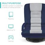 Best Choice Products Swivel Gaming Chair 360 Degree Multipurpose Floor Chair Rocker for TV, Reading, Playing Video Games w/Lumbar Support, Armrest Handles, Adjustable Foldable Backrest - Blue/Gray
