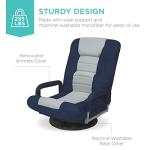 Best Choice Products Swivel Gaming Chair 360 Degree Multipurpose Floor Chair Rocker for TV, Reading, Playing Video Games w/Lumbar Support, Armrest Handles, Adjustable Foldable Backrest - Blue/Gray