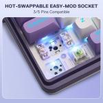 Redragon K745 PRO Wireless Gasket RGB Gaming Keyboard, 108 Keys Mechanical Keyboard w/Extra 4 Hotkeys, Hot-Swap Socket, 5-Layer Noise Dampening, See-Through Round PBT Keycaps, Mint Mambo Switch