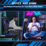 OLIXIS Computer Gaming Chair - PU Leather Ergonomic Lumbar Support with Flip-up Armrest and 360° Swivel Wheels, Height Adjustable Task Home Office Desk Video Racing, Blue