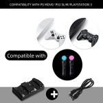 Xahpower Controller Charger Station for PS3, Charging Dock for Sony PlayStation 3 Original Wireless Dual Controller and Move with LED Light Indicator and Charging Cable