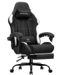 GTPLAYER Gaming Chair Fabric with Pocket Spring Cushion,Computer Office Chair with Lumbar Support for Adults Linkage Armrests and Footrest Ergonomic Gamings Chairs Height Adjustable Black
