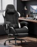 GTPLAYER Gaming Chair Fabric with Pocket Spring Cushion,Computer Office Chair with Lumbar Support for Adults Linkage Armrests and Footrest Ergonomic Gamings Chairs Height Adjustable Black