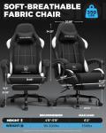GTPLAYER Gaming Chair Fabric with Pocket Spring Cushion,Computer Office Chair with Lumbar Support for Adults Linkage Armrests and Footrest Ergonomic Gamings Chairs Height Adjustable Black