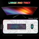 ITNRSIIET RGB Gaming Mouse Pad, Full Desk XL Extended Large Gaming Mousepad, 12 Lighting Modes 30% Thicker Big LED Desk Mat for Gamers, 32 x 12 inches, Topographic Contour White