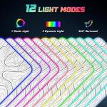 ITNRSIIET RGB Gaming Mouse Pad, Full Desk XL Extended Large Gaming Mousepad, 12 Lighting Modes 30% Thicker Big LED Desk Mat for Gamers, 32 x 12 inches, Topographic Contour White
