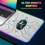 ITNRSIIET RGB Gaming Mouse Pad, Full Desk XL Extended Large Gaming Mousepad, 12 Lighting Modes 30% Thicker Big LED Desk Mat for Gamers, 32 x 12 inches, Topographic Contour White