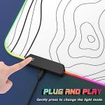 ITNRSIIET RGB Gaming Mouse Pad, Full Desk XL Extended Large Gaming Mousepad, 12 Lighting Modes 30% Thicker Big LED Desk Mat for Gamers, 32 x 12 inches, Topographic Contour White