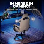 GTPLAYER ACE-PRO Music Gaming Chairs – Built-in Speakers, App Support & Bluetooth Control, Computer Game Chairs with Footrest for Adults, Ergonomic Reclining Silla, Linkage Armrest, Ivory