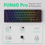MONSGEEK FUN60 Pro Rapid Trigger Gaming Keyboard 16k Scan Rate SP Magnetic Switch HE Keyboard Wired 60% Black Shine-Through (Glare Magnetic Switch)