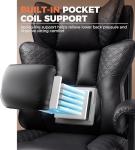 GTPLAYER Big and Tall Office Chair Wide Ergonomic Gaming Chair with Deluxe Embossing Designed Leather with Foot Rest,150°Reclining Adjustable Soft Armrests Pocket Spring Back Support and Pillow