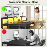 DurayLoly 39.3" Gaming Desk with Power Outlet and LED Lights,Computer Desk with Adjutable Monitor Stand and Drawer,Office Desk with CPU Stand for Home Work,Study and Gaming, Small Spaces,Black